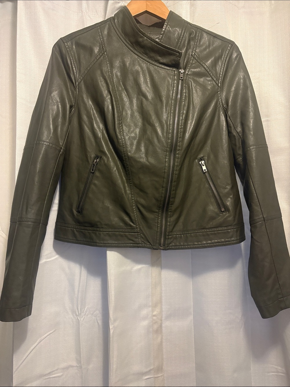 Jack by BB Dakota Olive Faux Leather Moto Jacket
